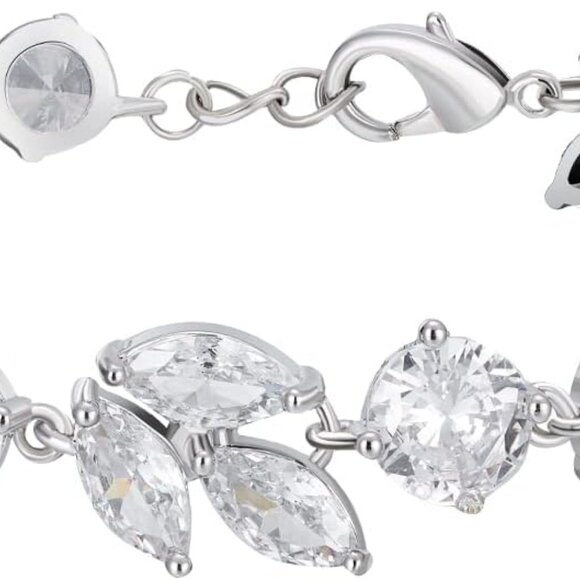 Silver CZ Crystal Elegant Tennis Bracelet for Women Prom Jewelry Gifts - Picture 1 of 6